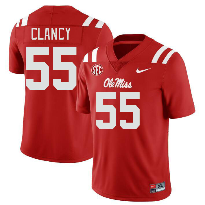 Men #55 Lakendrick Clancy Ole Miss Rebels College Football Jerseys Stitched-Red